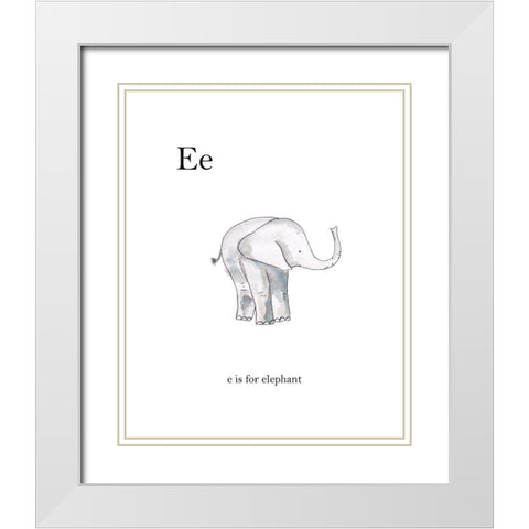 Ee Is For Elephant White Modern Wood Framed Art Print with Double Matting by Straatsma, Leah