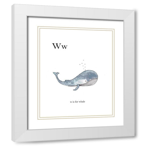Ww Is For Whale White Modern Wood Framed Art Print with Double Matting by Straatsma, Leah