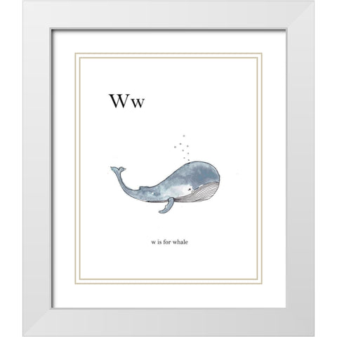Ww Is For Whale White Modern Wood Framed Art Print with Double Matting by Straatsma, Leah