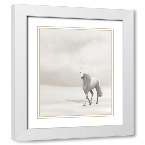 Horse on Beach White Modern Wood Framed Art Print with Double Matting by Straatsma, Leah