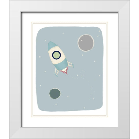 Rocket Ship White Modern Wood Framed Art Print with Double Matting by Straatsma, Leah
