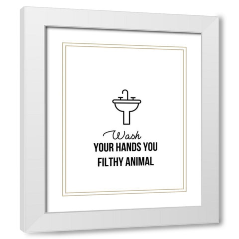Wash Hands An White Modern Wood Framed Art Print with Double Matting by Straatsma, Leah