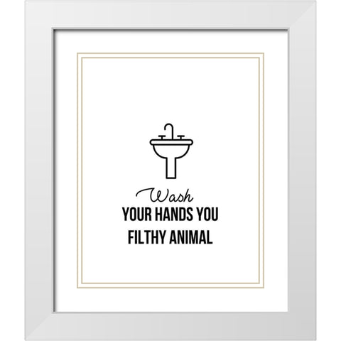 Wash Hands An White Modern Wood Framed Art Print with Double Matting by Straatsma, Leah