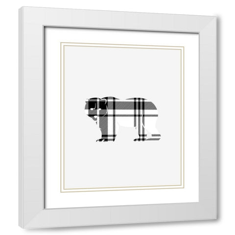 Tartan Bear White Modern Wood Framed Art Print with Double Matting by Straatsma, Leah