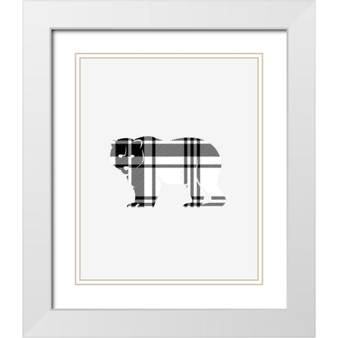 Tartan Bear White Modern Wood Framed Art Print with Double Matting by Straatsma, Leah
