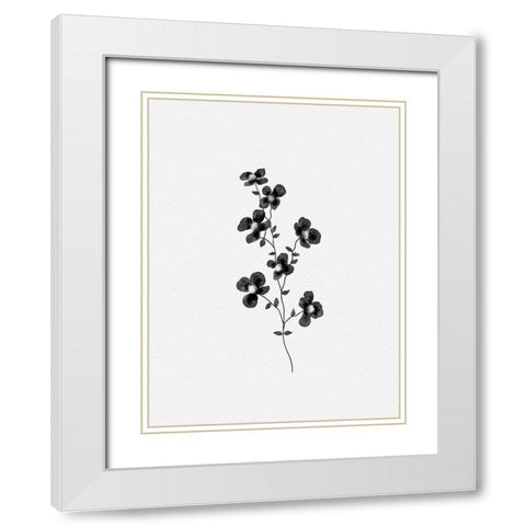 Black Watercolor Florals White Modern Wood Framed Art Print with Double Matting by Straatsma, Leah