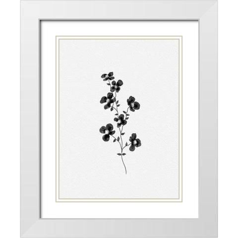Black Watercolor Florals White Modern Wood Framed Art Print with Double Matting by Straatsma, Leah