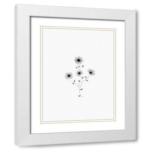 Light Grey Watercolor Florals White Modern Wood Framed Art Print with Double Matting by Straatsma, Leah