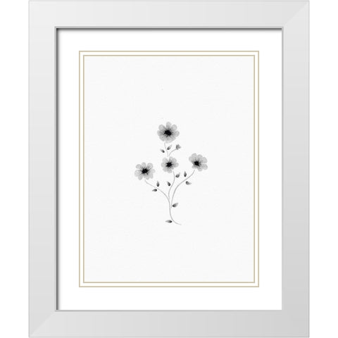 Light Grey Watercolor Florals White Modern Wood Framed Art Print with Double Matting by Straatsma, Leah