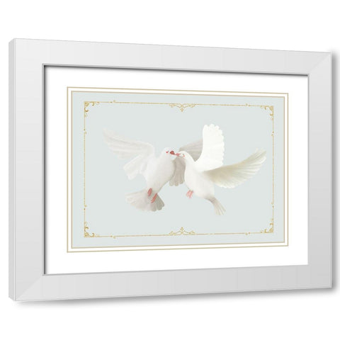 Christmas Doves White Modern Wood Framed Art Print with Double Matting by Straatsma, Leah
