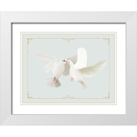Christmas Doves White Modern Wood Framed Art Print with Double Matting by Straatsma, Leah