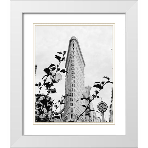 NYC Flatiron White Modern Wood Framed Art Print with Double Matting by Straatsma, Leah