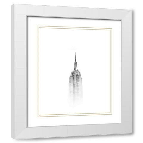 NYC Fog White Modern Wood Framed Art Print with Double Matting by Straatsma, Leah