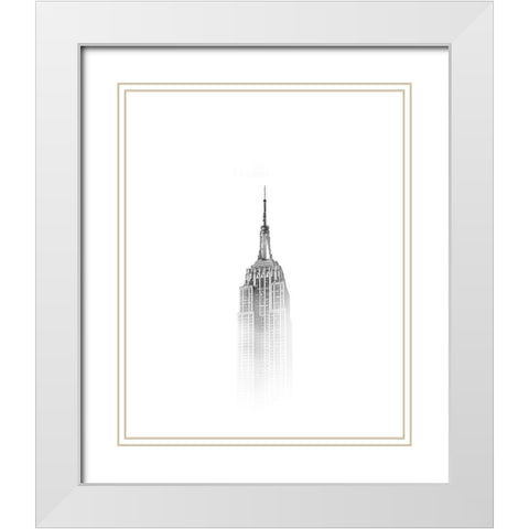 NYC Fog White Modern Wood Framed Art Print with Double Matting by Straatsma, Leah