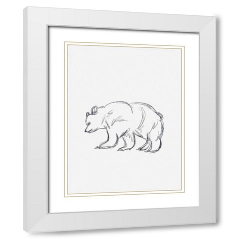 Cabin Minimal Bear Sketch White Modern Wood Framed Art Print with Double Matting by Straatsma, Leah