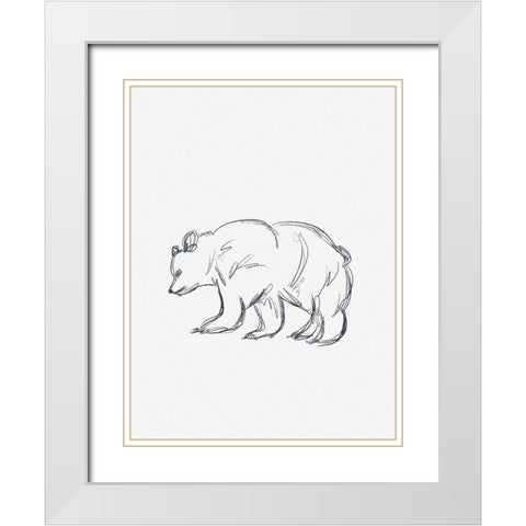 Cabin Minimal Bear Sketch White Modern Wood Framed Art Print with Double Matting by Straatsma, Leah