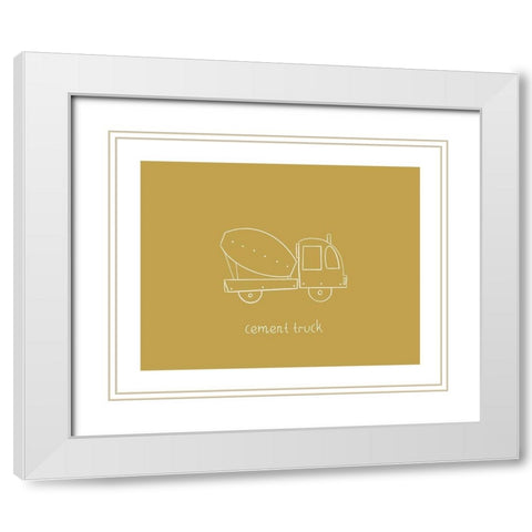 Cement Truck Mustard White Modern Wood Framed Art Print with Double Matting by Straatsma, Leah