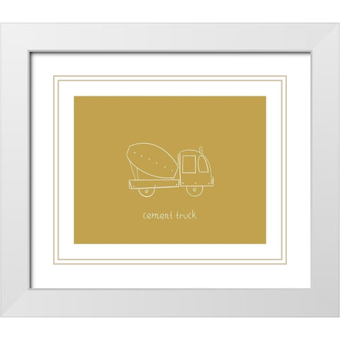 Cement Truck Mustard White Modern Wood Framed Art Print with Double Matting by Straatsma, Leah