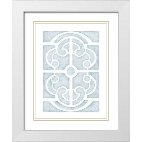 Blue Parterre White Modern Wood Framed Art Print with Double Matting by Straatsma, Leah