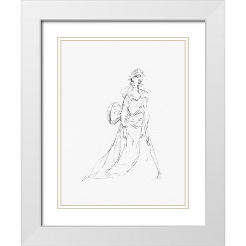 Victorian Lady With Bow White Modern Wood Framed Art Print with Double Matting by Straatsma, Leah