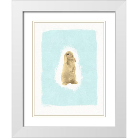 Fluffy Bunny White Modern Wood Framed Art Print with Double Matting by Straatsma, Leah