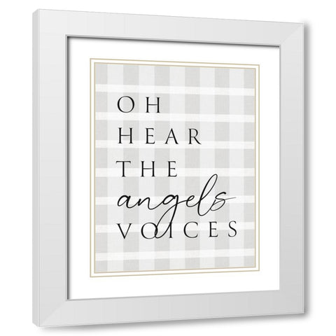 Oh Hear Plaid White Modern Wood Framed Art Print with Double Matting by Straatsma, Leah