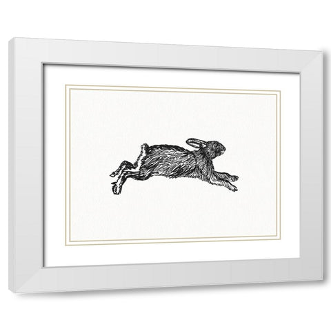 Inky Hare White Modern Wood Framed Art Print with Double Matting by Straatsma, Leah