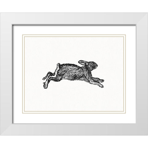 Inky Hare White Modern Wood Framed Art Print with Double Matting by Straatsma, Leah
