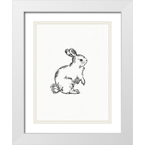 Vintage Hare White Modern Wood Framed Art Print with Double Matting by Straatsma, Leah