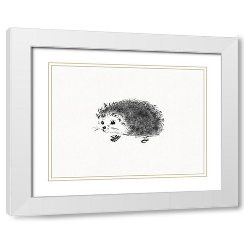 Hedgehog White Modern Wood Framed Art Print with Double Matting by Straatsma, Leah