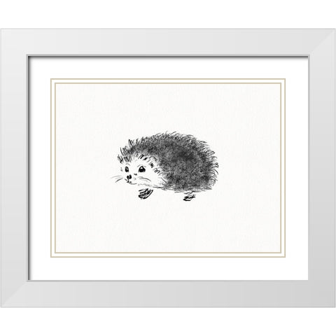 Hedgehog White Modern Wood Framed Art Print with Double Matting by Straatsma, Leah