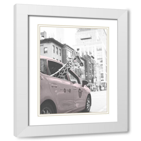 Giraffe in NYC White Modern Wood Framed Art Print with Double Matting by Straatsma, Leah