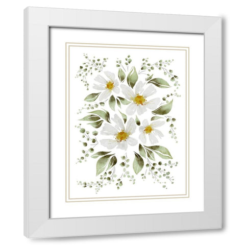 The White Flowers White Modern Wood Framed Art Print with Double Matting by Straatsma, Leah