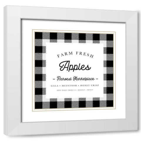 Farm Fresh Apples Buffalo Check White Modern Wood Framed Art Print with Double Matting by Straatsma, Leah