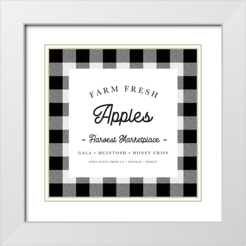 Farm Fresh Apples Buffalo Check White Modern Wood Framed Art Print with Double Matting by Straatsma, Leah