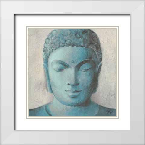 Serenity Buddha White Modern Wood Framed Art Print with Double Matting by Verbeek and van den Boark
