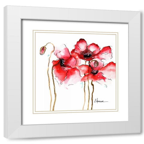 Amapola Roja 1 White Modern Wood Framed Art Print with Double Matting by May