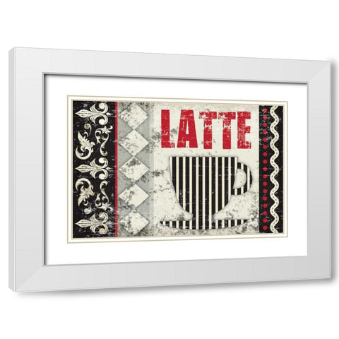 Latte Sipping 3 White Modern Wood Framed Art Print with Double Matting by Hogan, Melody