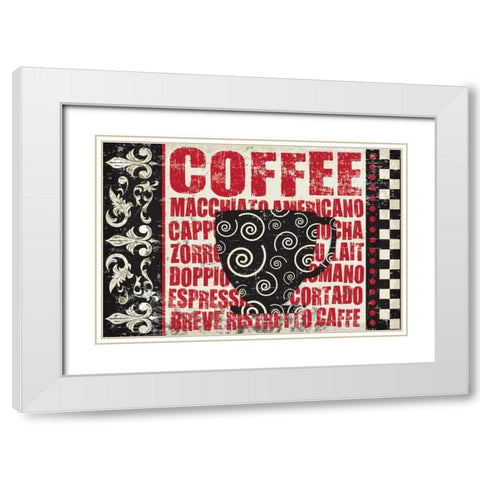 Caffeinated Expressions 1 White Modern Wood Framed Art Print with Double Matting by Hogan, Melody