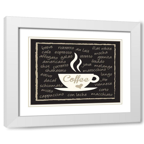 Mocha Coffee Cup White Modern Wood Framed Art Print with Double Matting by Hogan, Melody