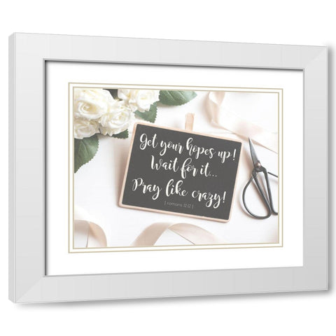 Romans 12:12 White Modern Wood Framed Art Print with Double Matting by Hogan, Melody