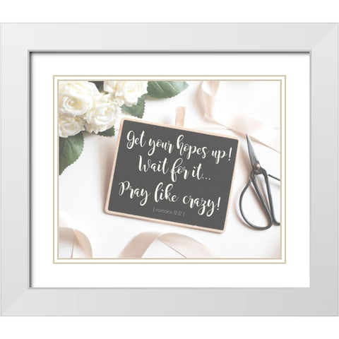 Romans 12:12 White Modern Wood Framed Art Print with Double Matting by Hogan, Melody