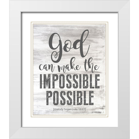 Luke 18:27 White Modern Wood Framed Art Print with Double Matting by Hogan, Melody