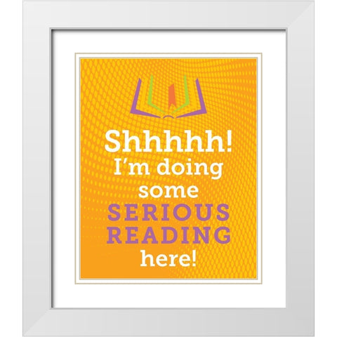 Serious Reading 3 White Modern Wood Framed Art Print with Double Matting by Hogan, Melody