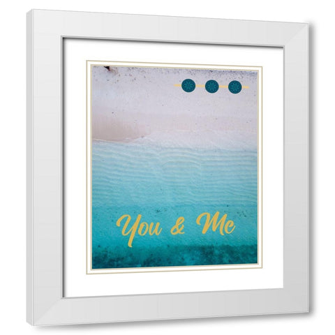 By the Sea Saffron Teal 1 White Modern Wood Framed Art Print with Double Matting by Hogan, Melody