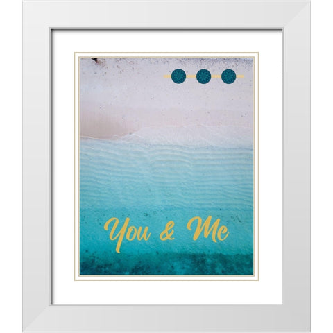 By the Sea Saffron Teal 1 White Modern Wood Framed Art Print with Double Matting by Hogan, Melody