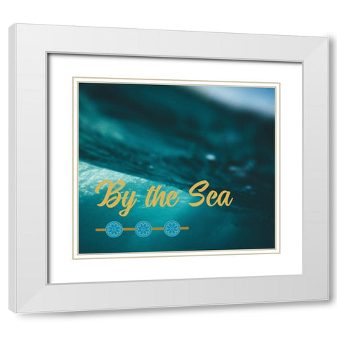By the Sea Saffron Teal 3 White Modern Wood Framed Art Print with Double Matting by Hogan, Melody