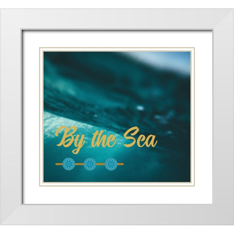 By the Sea Saffron Teal 3 White Modern Wood Framed Art Print with Double Matting by Hogan, Melody