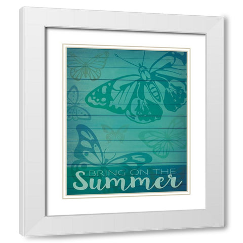 Welcome Summer Flag 2 White Modern Wood Framed Art Print with Double Matting by Hogan, Melody