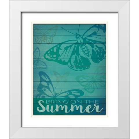 Welcome Summer Flag 2 White Modern Wood Framed Art Print with Double Matting by Hogan, Melody